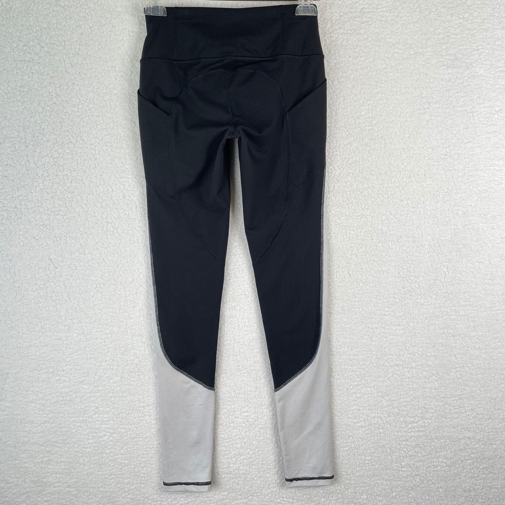 Victoria Sport Knockout High Rise Leggings Black Silver Stripe Pockets Small - Picture 4 of 9